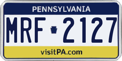 PA license plate MRF2127