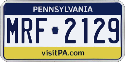 PA license plate MRF2129