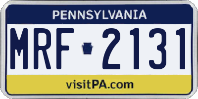 PA license plate MRF2131