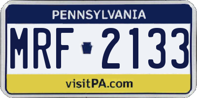 PA license plate MRF2133