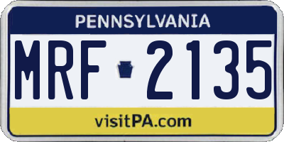 PA license plate MRF2135