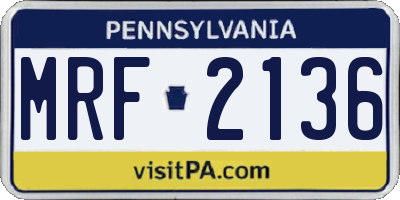 PA license plate MRF2136