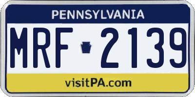 PA license plate MRF2139