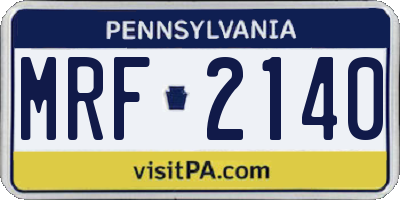 PA license plate MRF2140