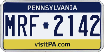 PA license plate MRF2142