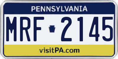 PA license plate MRF2145