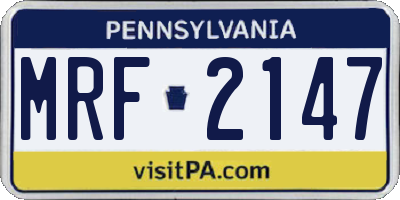PA license plate MRF2147