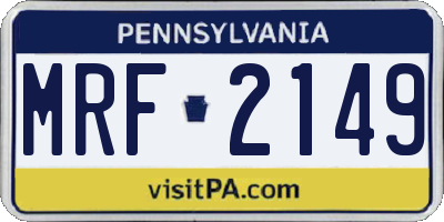 PA license plate MRF2149