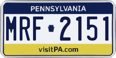 PA license plate MRF2151