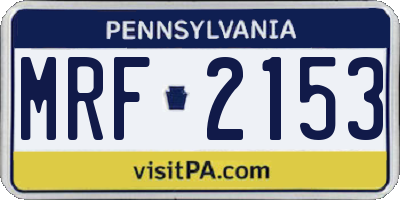 PA license plate MRF2153