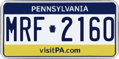 PA license plate MRF2160