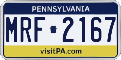PA license plate MRF2167