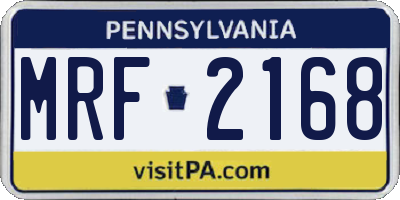 PA license plate MRF2168