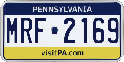 PA license plate MRF2169