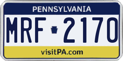PA license plate MRF2170