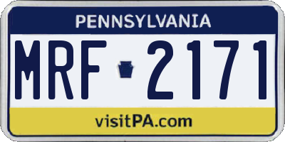 PA license plate MRF2171