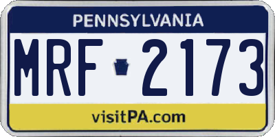 PA license plate MRF2173