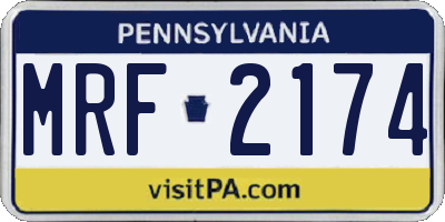 PA license plate MRF2174
