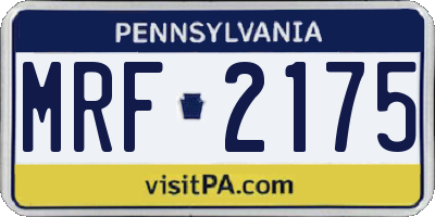 PA license plate MRF2175