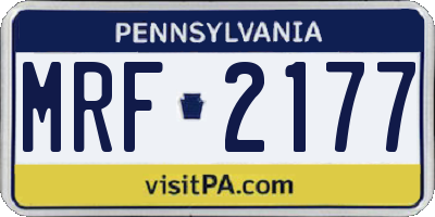 PA license plate MRF2177