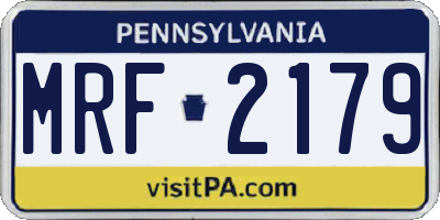 PA license plate MRF2179
