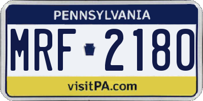 PA license plate MRF2180