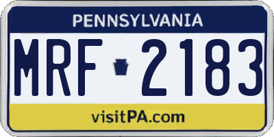 PA license plate MRF2183