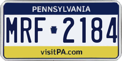 PA license plate MRF2184