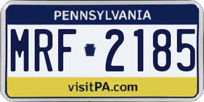 PA license plate MRF2185