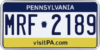 PA license plate MRF2189