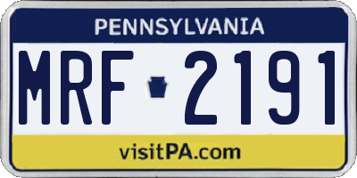 PA license plate MRF2191