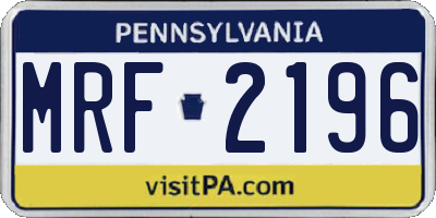 PA license plate MRF2196