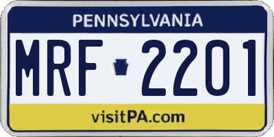 PA license plate MRF2201