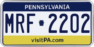 PA license plate MRF2202