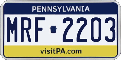 PA license plate MRF2203