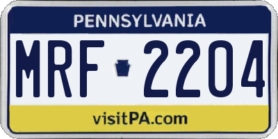 PA license plate MRF2204