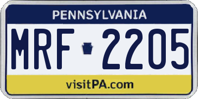 PA license plate MRF2205