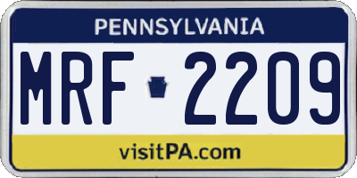 PA license plate MRF2209