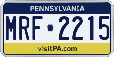 PA license plate MRF2215