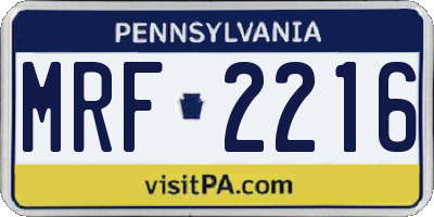 PA license plate MRF2216