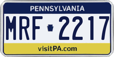 PA license plate MRF2217