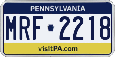 PA license plate MRF2218