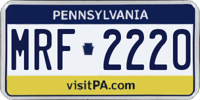 PA license plate MRF2220
