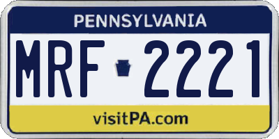 PA license plate MRF2221