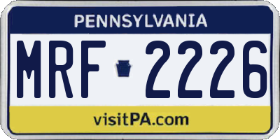 PA license plate MRF2226