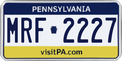 PA license plate MRF2227