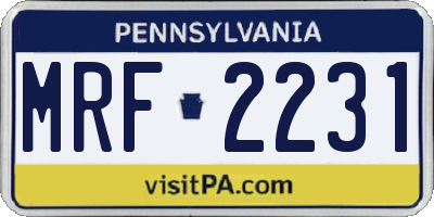 PA license plate MRF2231