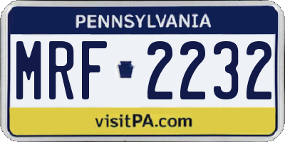 PA license plate MRF2232