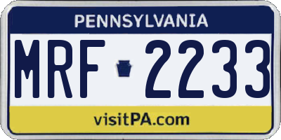 PA license plate MRF2233