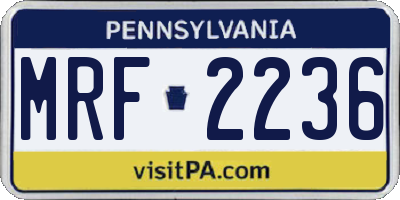 PA license plate MRF2236